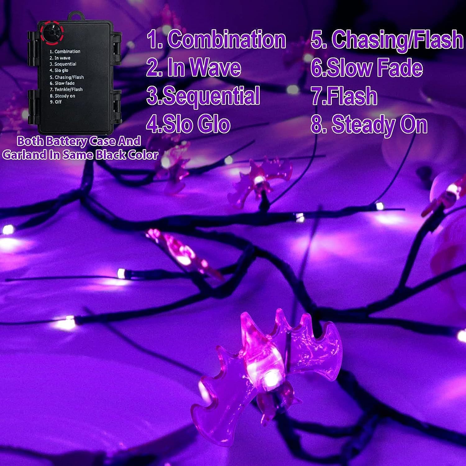 Outdoor Waterproof LED Halloween Decorative Light Rattan Spider Bat Tree Branch Light Party Atmosphere Ghost Festival Chopsticks — image 5