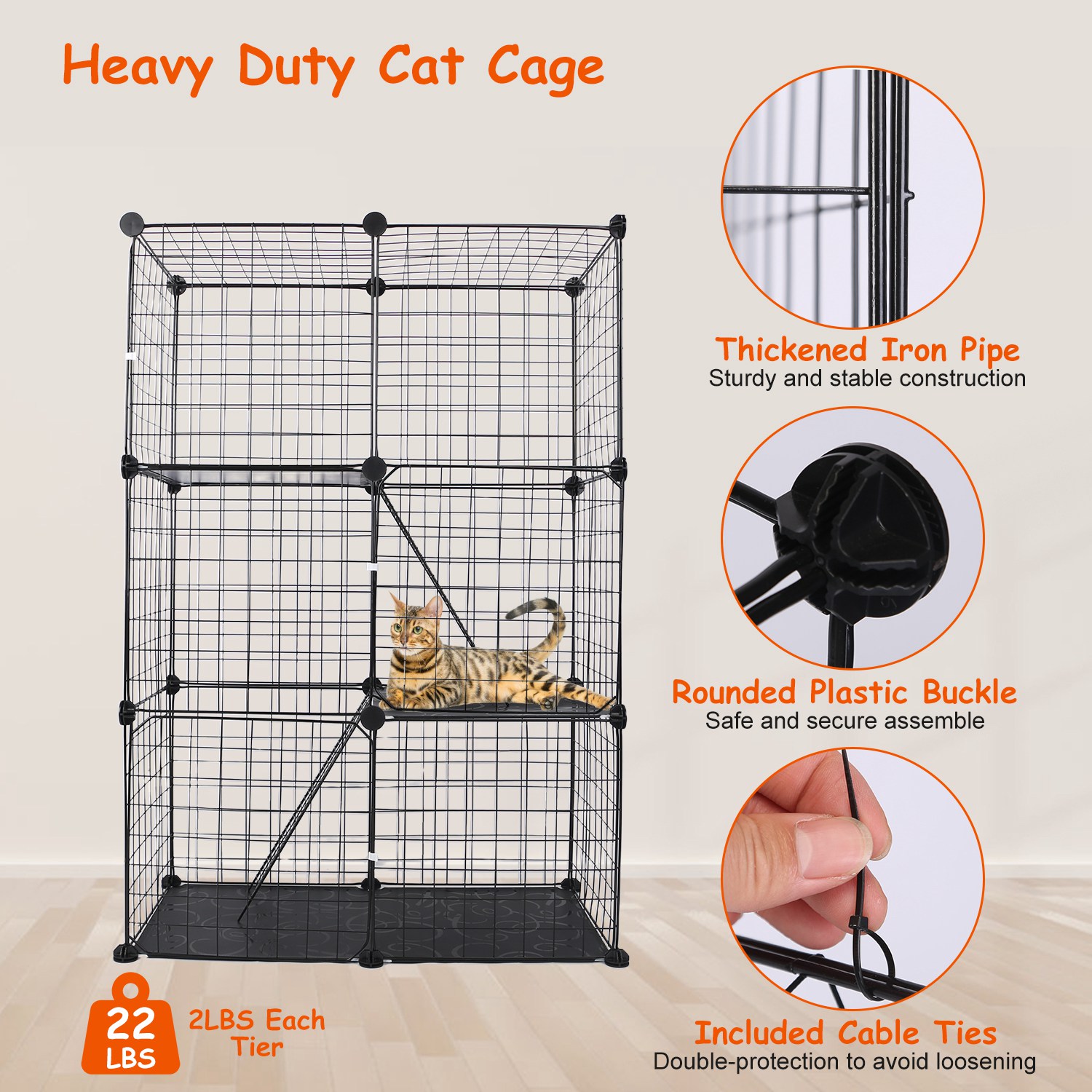 Cat Cage DIY Indoor Pet House, Small Animal House. Detachable Playpen With 3 Doors And 3 Layers, Suitable For Kittens, Puppies, Rabbits — image 4