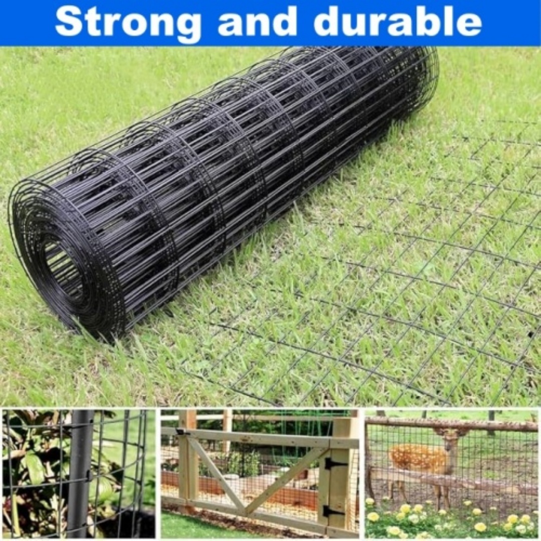 48 INCHx33 FT Black Vinyl-coated Metal Mesh, 16 Gauge 0.67 Inch Black PVC Metal Mesh, Black Welded Wire Mesh Support, Poultry Cage Protective Fence — imagen 9