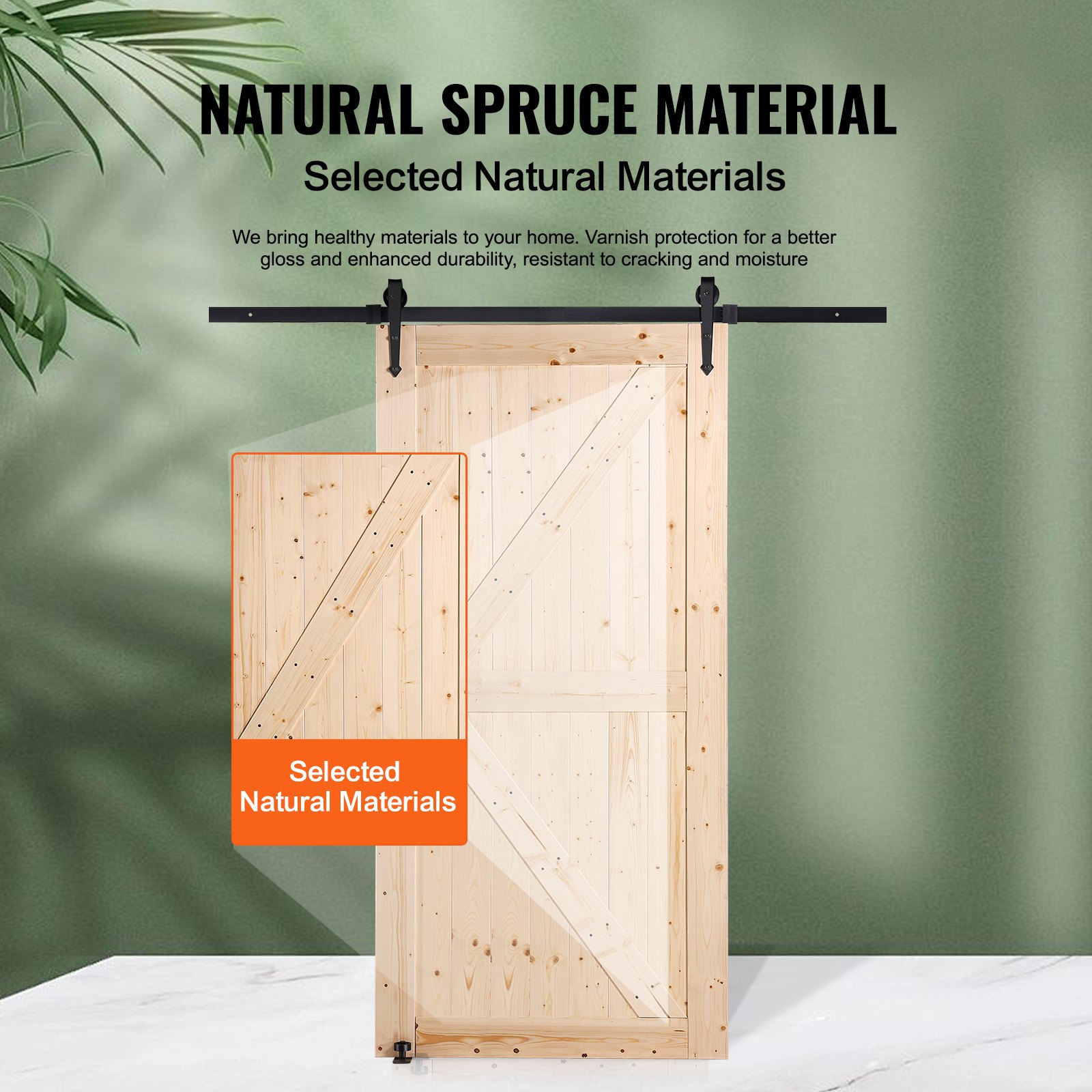 Barn Door And Hardware Kit, 42" X 84" Wood Sliding Barn Door, Smoothly And Quietly, Barn Door Kit With 8-in-1 Floor Guide And Door Handle, Spruce Wood Panelled Slab, Easy To Install — imagen 2
