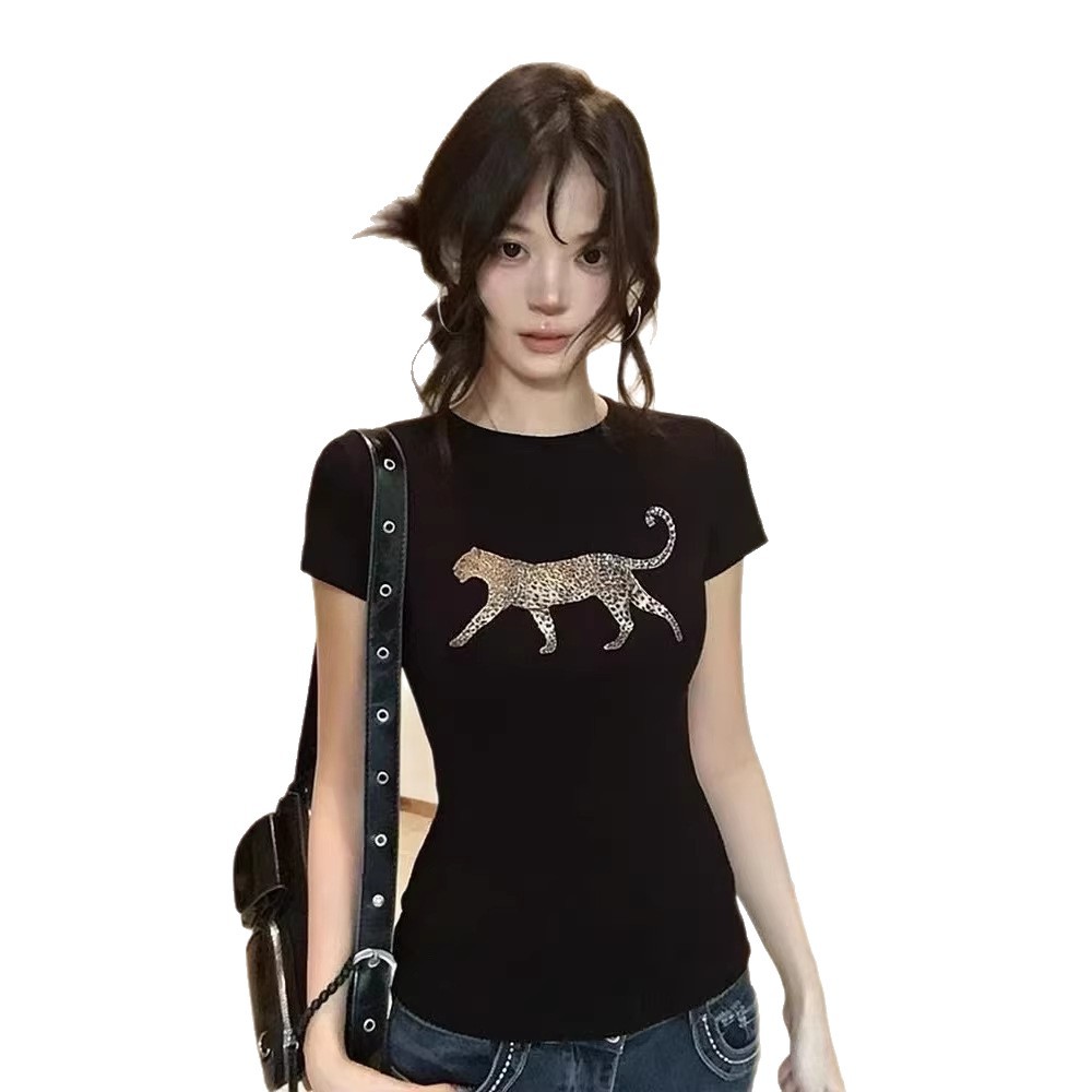 Camiseta de Manga Corta con Estampado de Leopardo — imagen 2