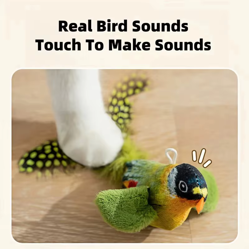 Pet Cat Toys for Indoor Cats Interactive Kitten Toy Realistic Bird Sound Containing Plush and Catnip Materials — image 5
