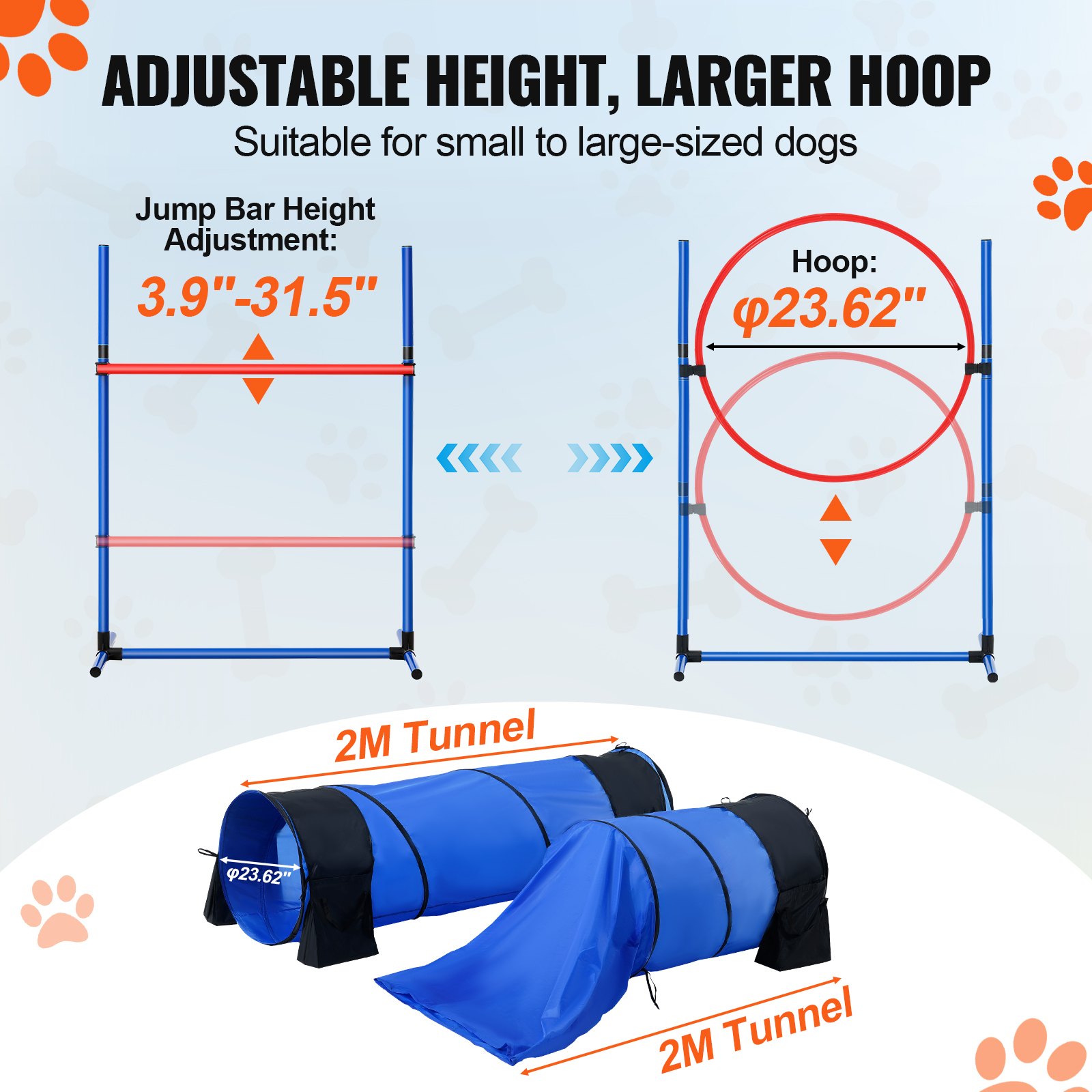 Equipo de Entrenamiento de Agilidad para Perros 7 Piezas con Obstáculos y Túneles — imagen 4