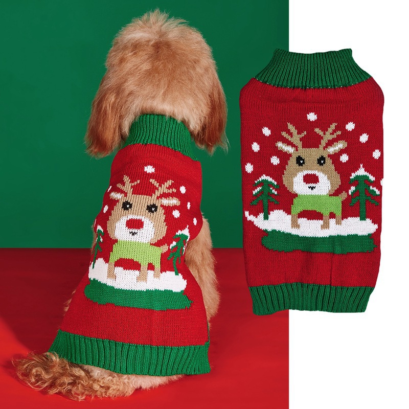 Pet clothes Santa Claus Christmas tree car reindeer snowflakes gingerbread people dogs sweaters autumn and winter — image 13