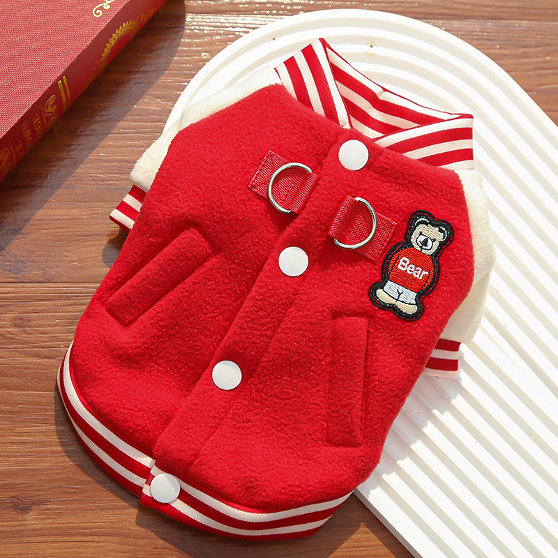 Fleece Dog/Cat Outdoor Jacket - Small/Medium Pets, D-Ring & Buttons — image 3