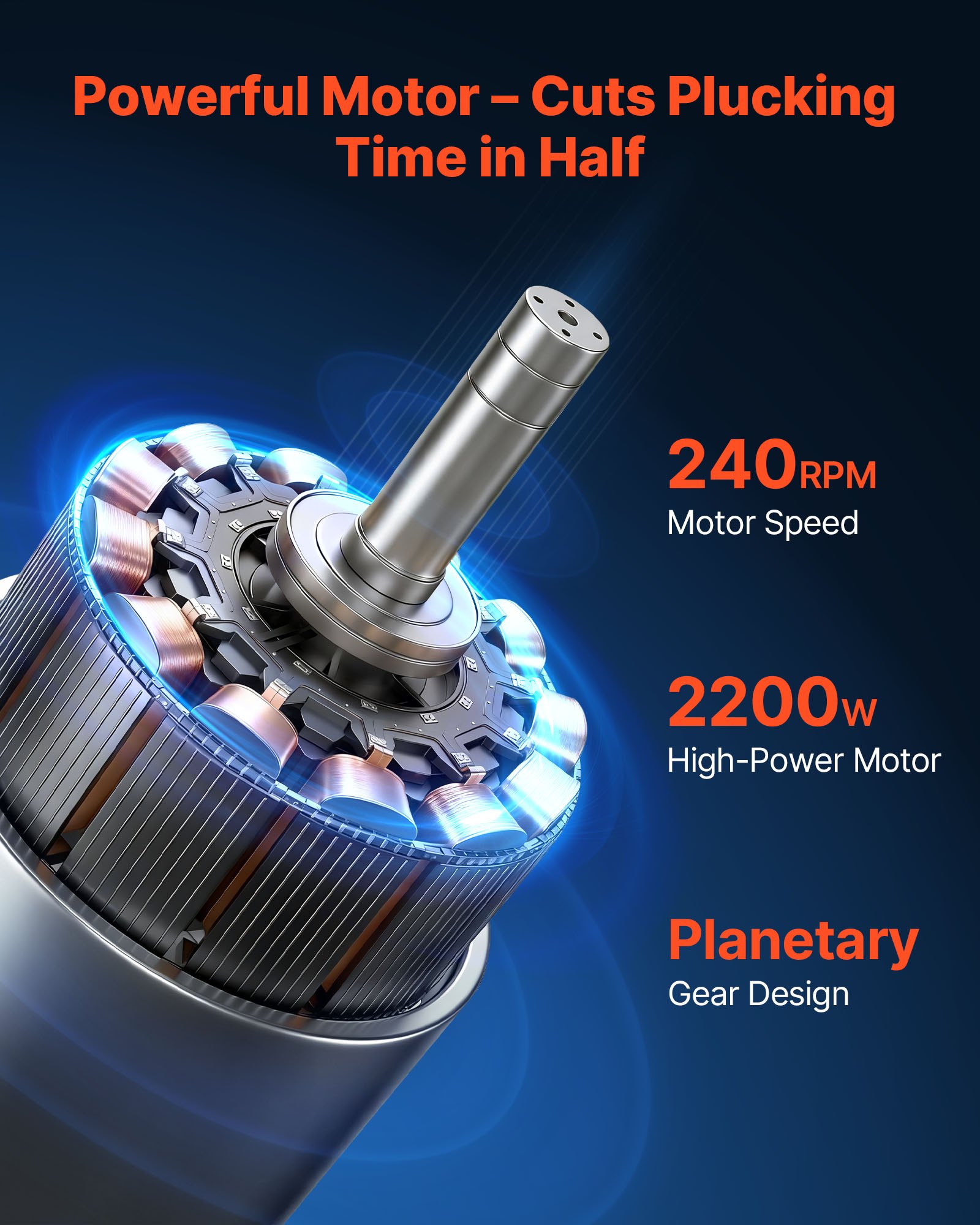 Máquina de Desplumador de Pollos Eléctrica 23.6'' con 2200W y 240RPM, 119 Dedos Bajos y Ruedas de Transporte para Remover Plumaje de 2-4 Pollitos en 30 Segundos — imagen 2