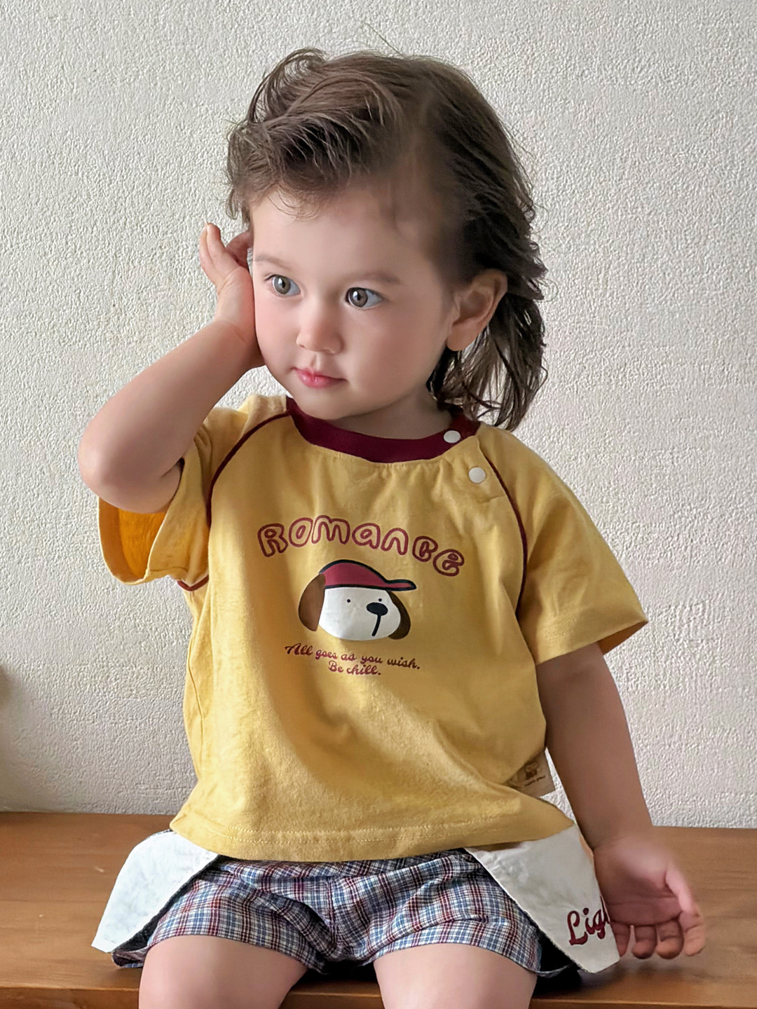 Camiseta de Perro con Bloques de Color, Pantalones Plaid y Bolsillo para Niños — imagen 7
