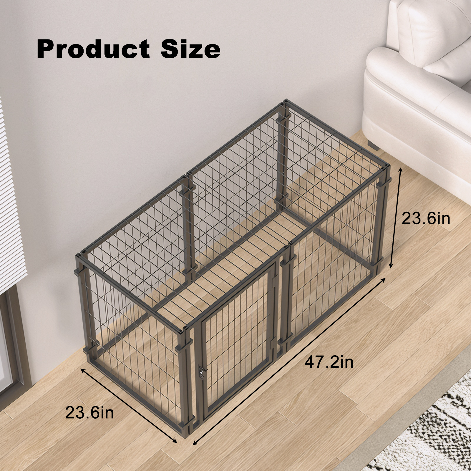 Jaula de 47.2" para perros pequeños, medianos y grandes, corral para cachorros para uso en patio, interior y exterior, jaula para mascotas (47.2"L x 23.6"An x 23.6"Al) — imagen 2