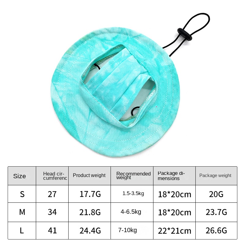 Pet hat with leaky ears cotton tie dye cat dog fisherman hat anti fall lace up sun hat — image 11