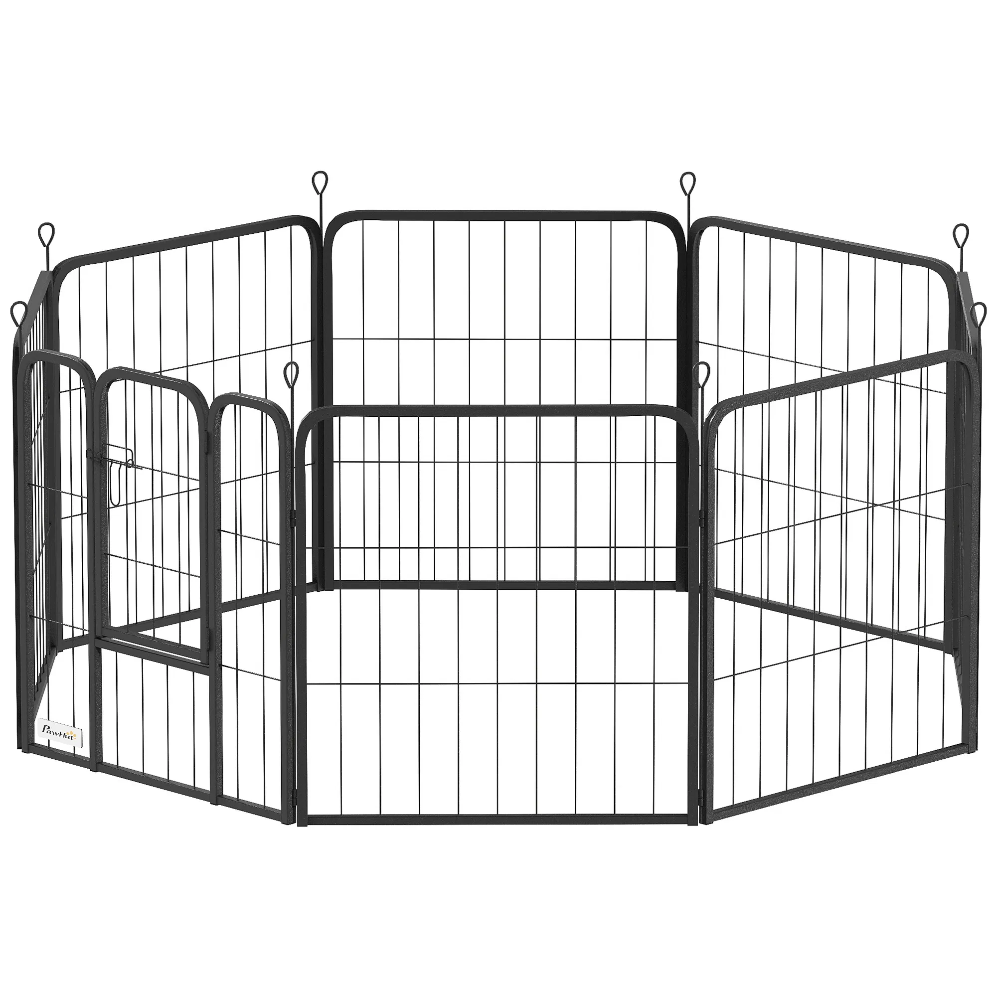 24" Dog Playpen Indoor Outdoor, Portable Foldable 8 Panels Pet Playpen with Door & Strap for Small Dogs — image 1