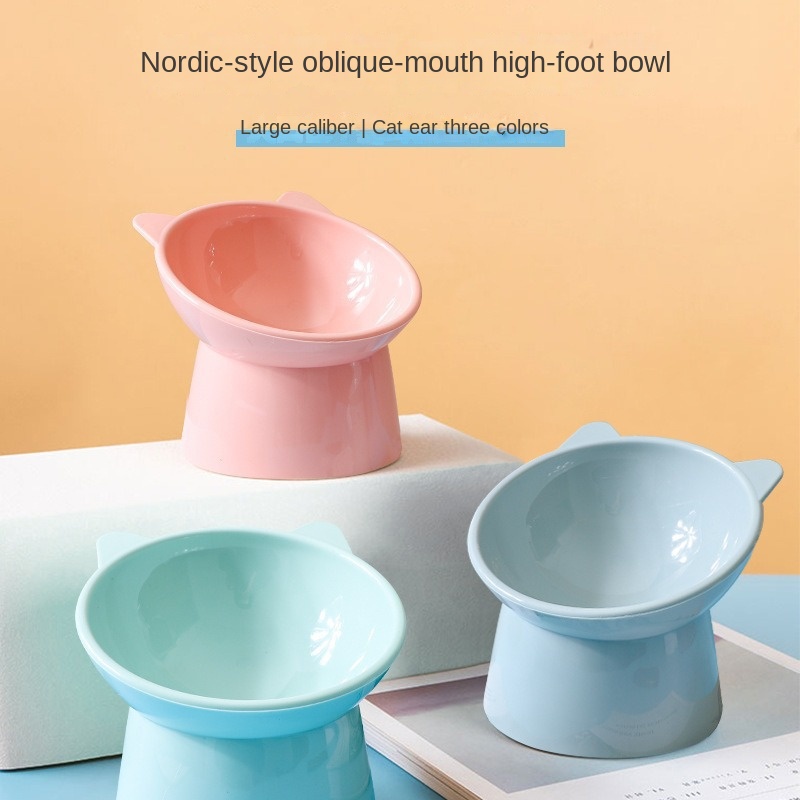 Elevated Cat Bowl with Tilted Neck Protection, Anti-Tip Plastic Feeding and Watering Bowl for Pets — image 6
