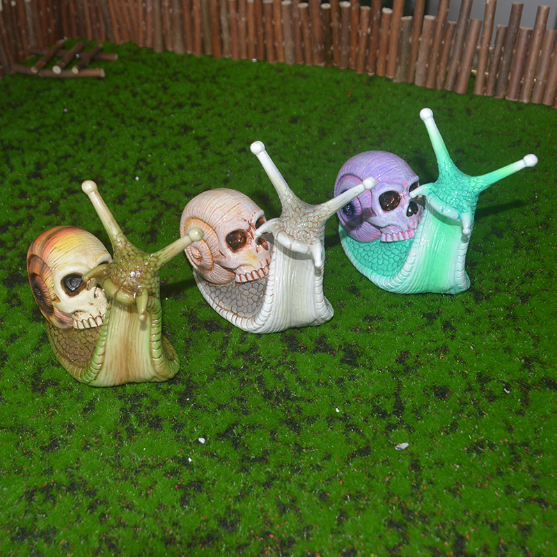 Halloween Skull Snail Skull Sculpture Gothic Garden Home Decor Resin Crafts — imagen 2