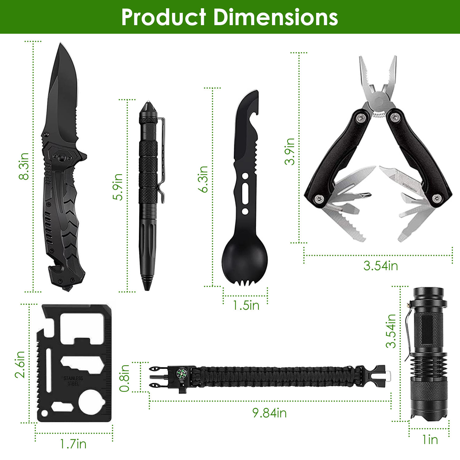 Kit de Supervivencia de Emergencia de 47 Piezas, Equipo EDC de Supervivencia, Herramientas y Suministros de Primeros Auxilios con Estuche para Senderismo, Caza, Desastres y Aventuras de Camping — imagen 3