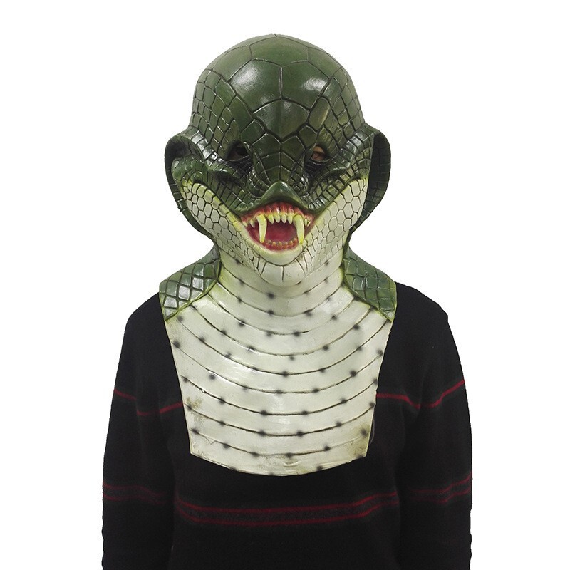 Lizard Man Basilisk Mask – Realistic Scaled Full Face Latex Reptile Headpiece, Unisex Adult Horror Costume — image 4