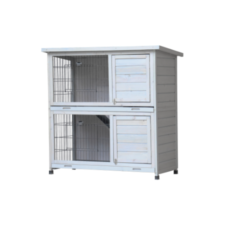 Rabbit Hutch Outdoor, 2-Story Rabbit Cage Indoor With Run, Bunny Cage With 2 Removable No-Leak Trays, Pet Cages With Non-Slip Ramp, Waterproof Roof, Fence, For Small Animals — image 9