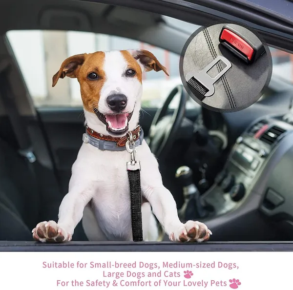 Paquete de 2 Cinturones de Seguridad para Gatos y Perros, Cinturón de Seguridad Ajustable para Vehículo con Arnés y Correa — imagen 2