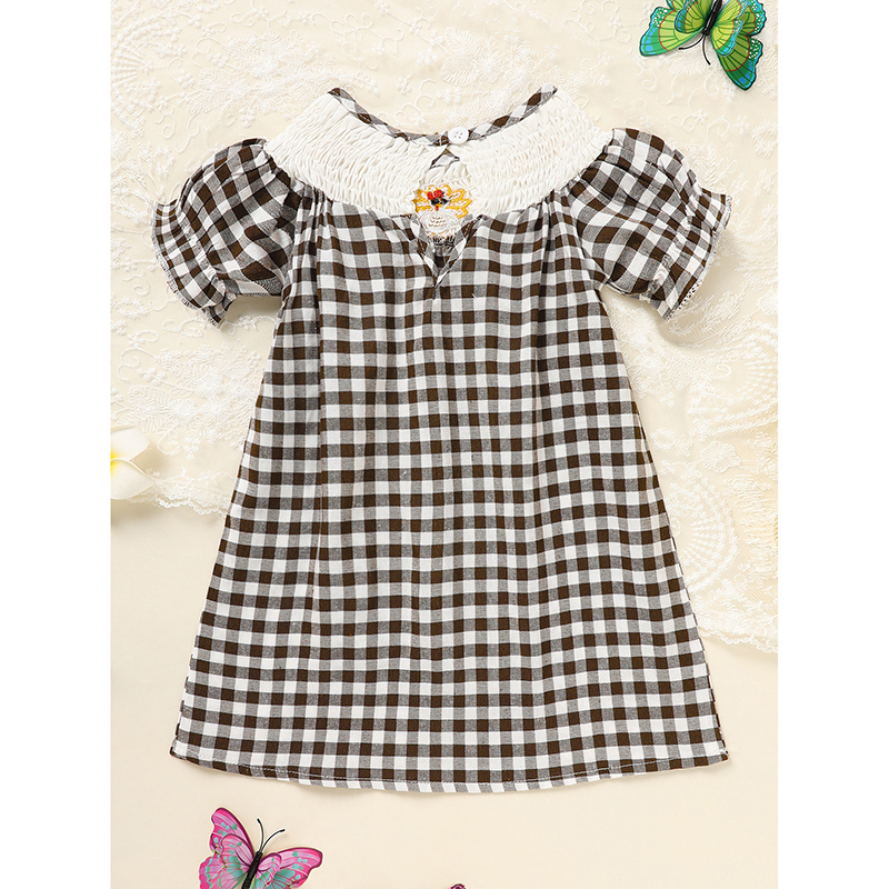 Infant Baby Girls Thanksgiving Dress Turkey Print Casual Short Sleeve Plaid Party Costume Dresses — image 2