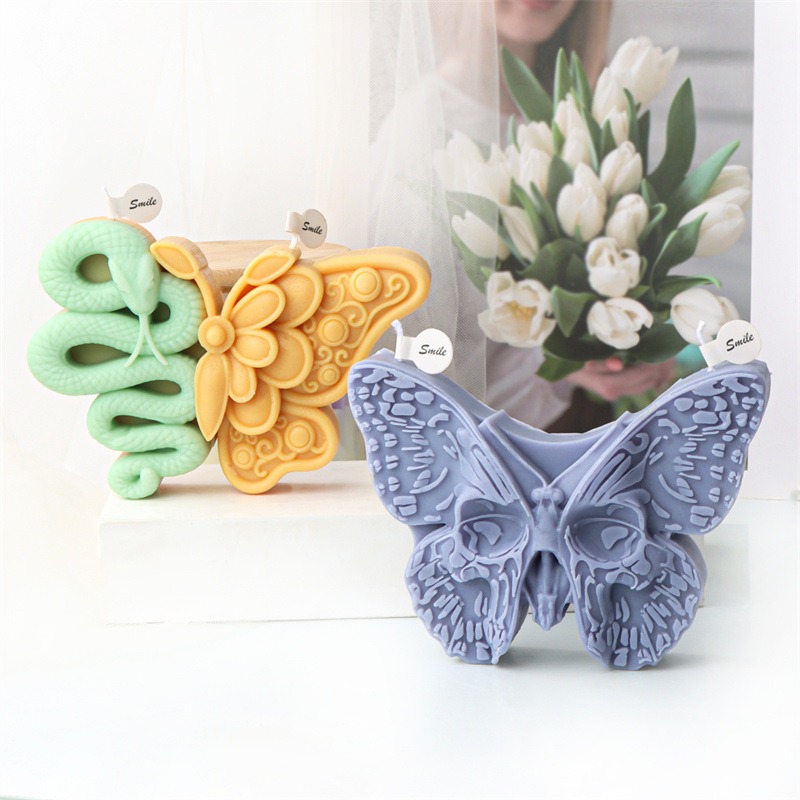 Silicone Angel Butterfly Embossed Pattern Candle Mold Halloween Skull Butterfly Baking Cake Mold Decoration Mold — image 6