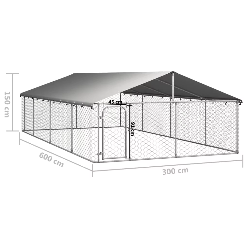 Cubo de Jardín con Techo 600x300x150 cm / 100x100x150 cm / 200x100x150 cm Cubos y Vallas para Perros Acero Galvanizado Granja — imagen 5