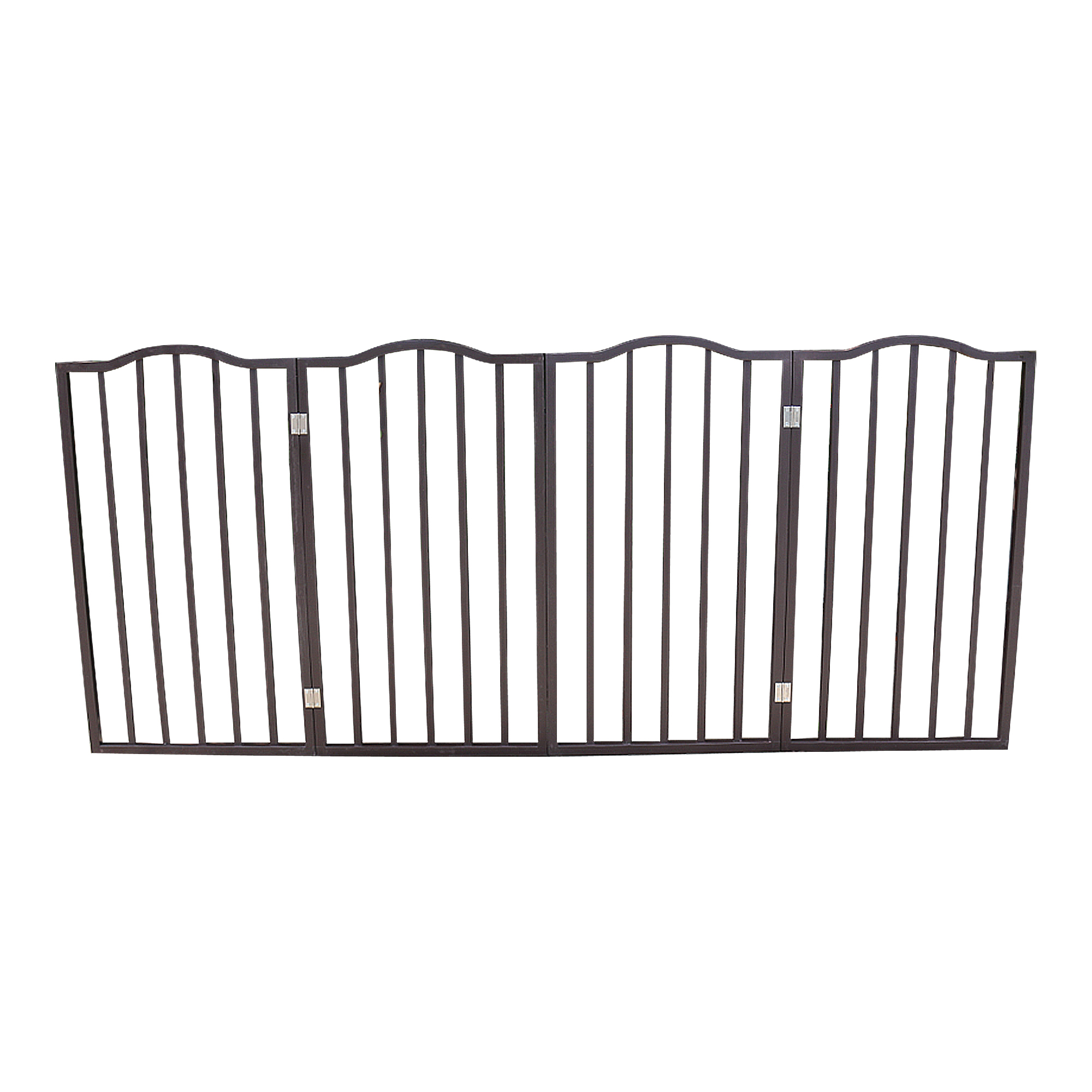 Pet Gate - Dog Gate For Doorways, Stairs Or House - Freestanding, Folding, Brown, Arc Wooden — imagen 2