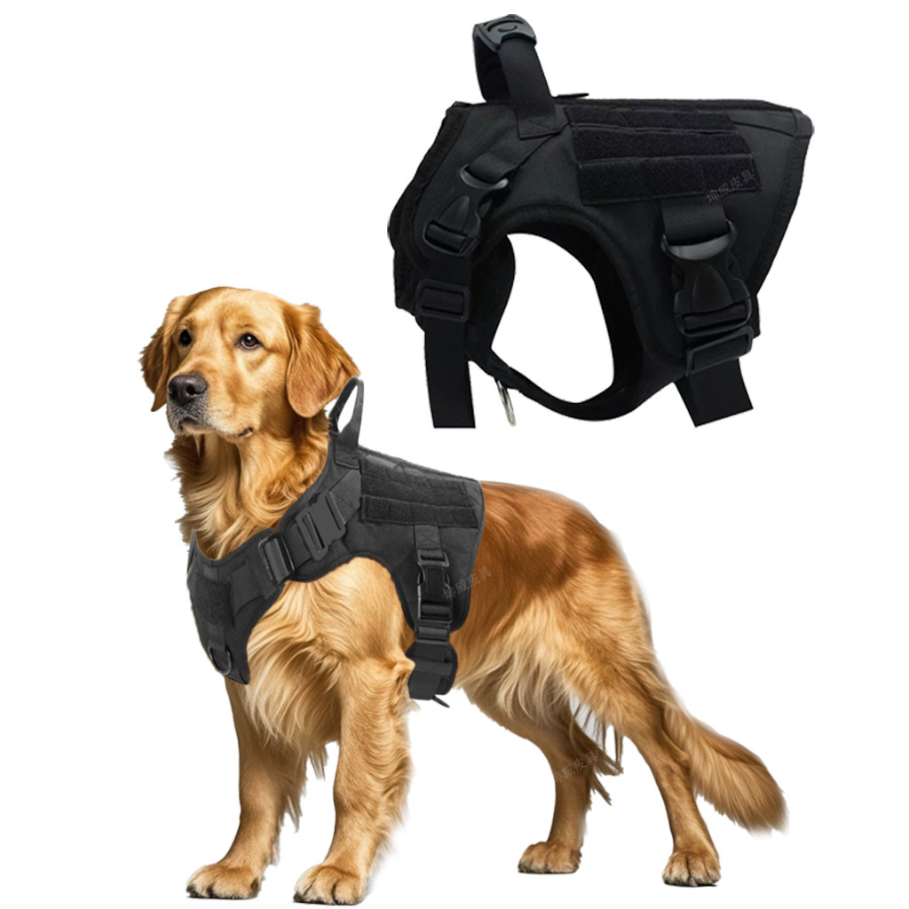 Nylon Tactical Dog Adjustable Vest Training Dog Vest Pet Training Vest with Leash — image 4