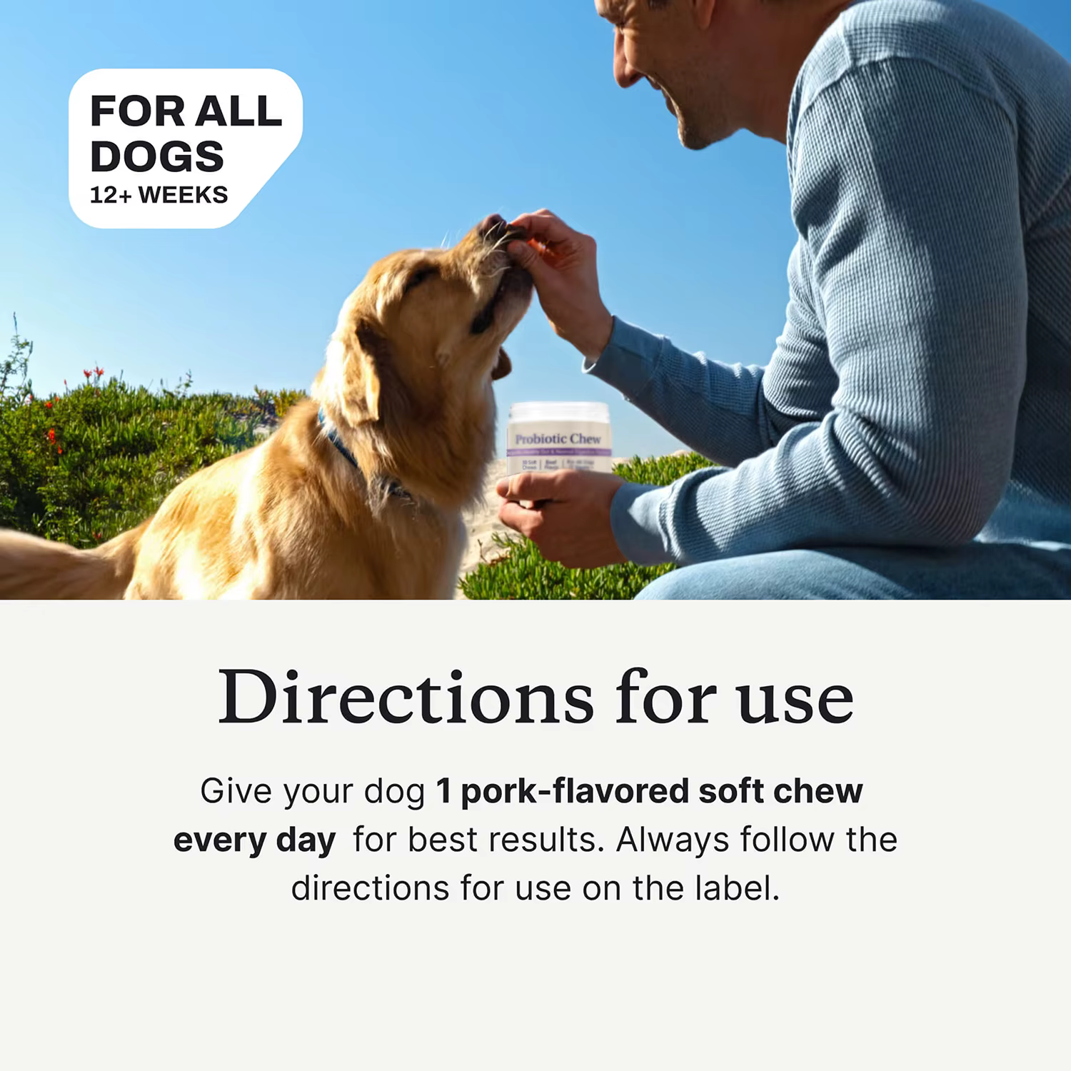 Suplementos Probióticos para Perros - Chews de Probióticos para Salud Intestinal, Diarrea Ocacional y Alergias Estacionales con Sabor de Carne — imagen 6