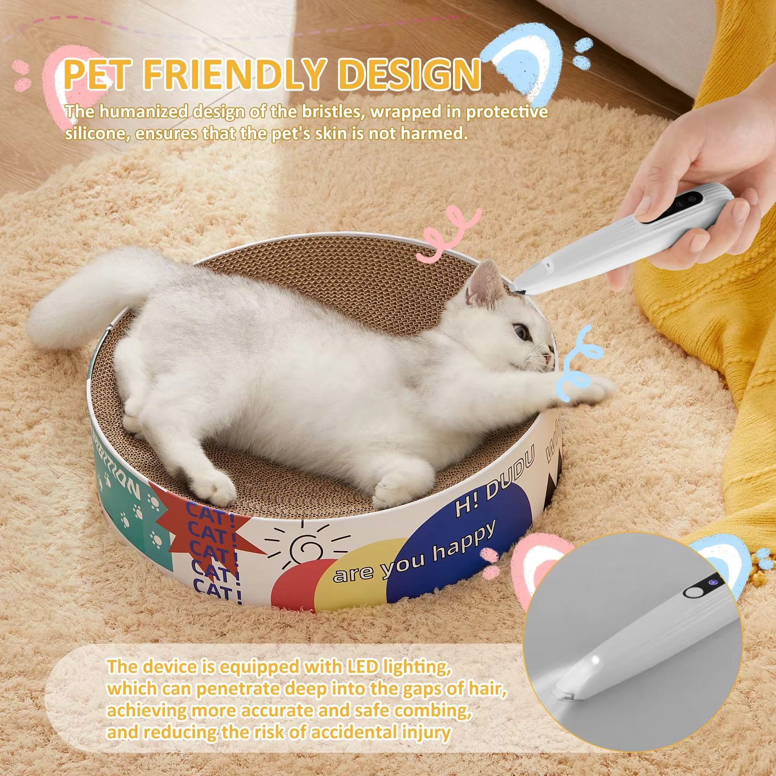 Pet Dog Paw Trimmer with LED Light Low Noise Shaver High-Speed Waterproof Dog Cat Hair Trimmer Clippers Cordless Grooming Tool — image 3