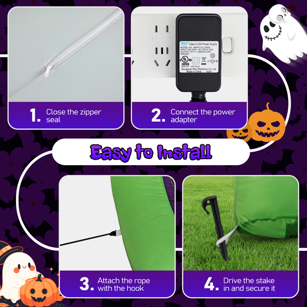 Paquete de 2 Tentáculos de Pulpo Inflables para Decoración Exterior de Halloween, Decoración Colgante Inflable con Luces LED Integradas, Impactante Decoración de Ventanas para Fiestas de Halloween, Patio, Jardín y Césped — imagen 6