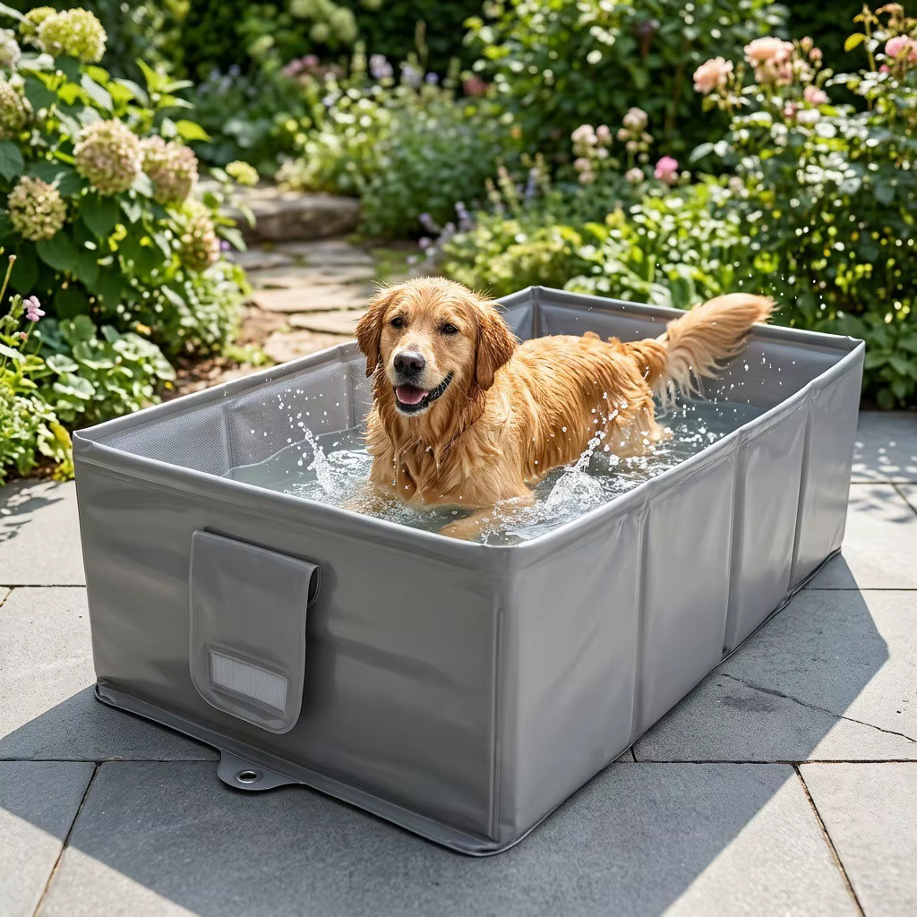 Pet Pool Foldable Portable Dog Pool Outdoor Cat and Dog Swimming Pool Pvc Rectangular Storage Box — image 1