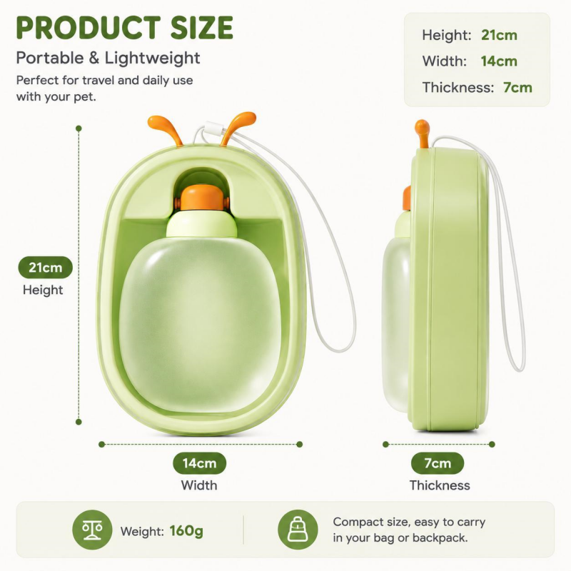 Portable Pet Water Bottle With Cute Antlers Food Grade, BPA Free, Leak Proof Travel Cup For Dogs, Durable, Easy-to-Clean Outdoor Water Dispenser With Lanyard — image 4