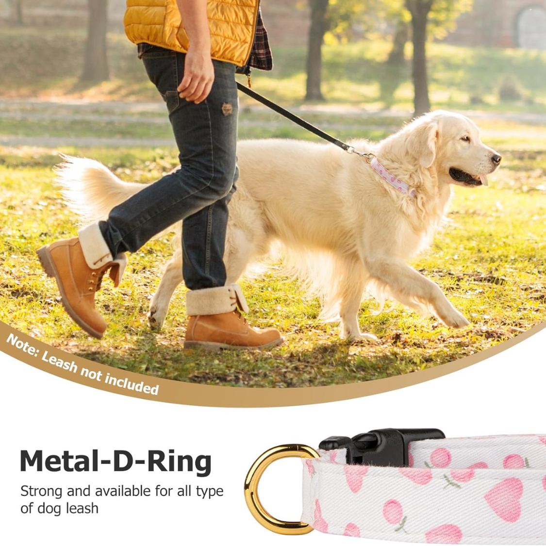 Collar de Perro Rosa y Blanca Corazón con Pendiente - Corte Único para Perros Adorables — imagen 5
