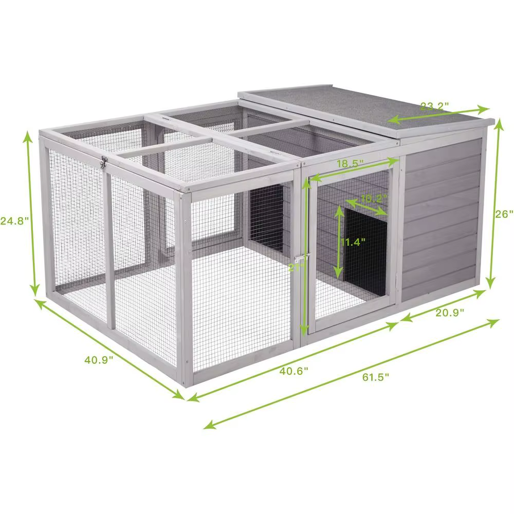 Rabbit Hutch Indoor, Bunny Cage Outdoor, Small Animal House with Large Run — image 6