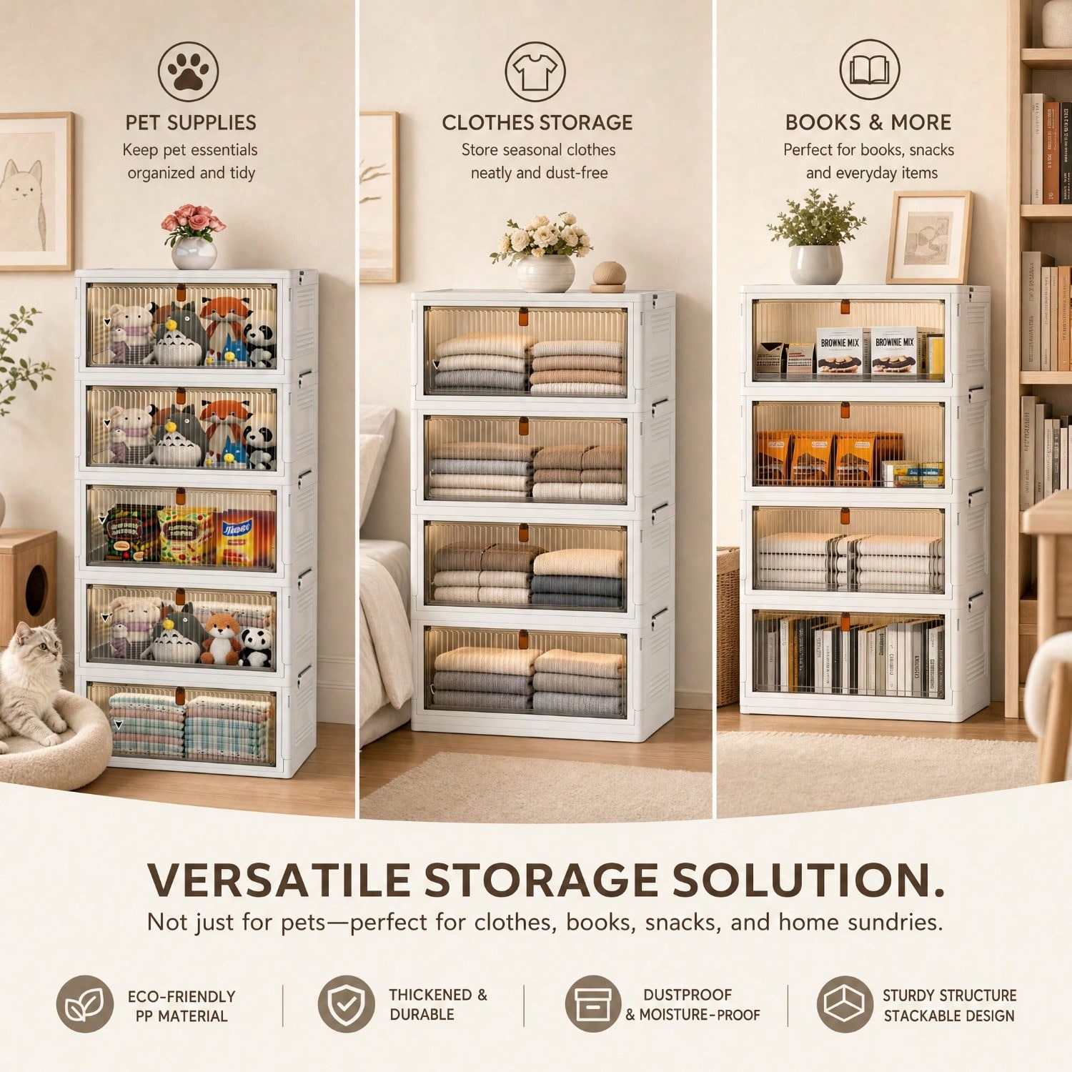 Almacenamiento Portátil y Plegable para Suministros de Mascotas con Ruedas, Puerta Magnética y Organizador Colapsable para Juguetes, Alimentos, Herramientas de Aseo y Más — imagen 10