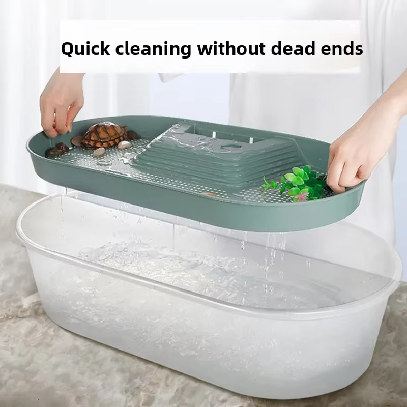 Tanque para Tortugas Hogar Ecológico Acuario Bajo Nivel Pacífico Mantenedor de Tierras con Paisaje Villa Casa — imagen 3