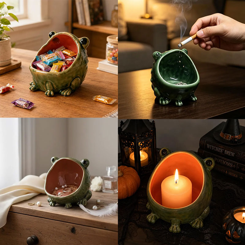Cute Ceramic Frog Storage Bowl – Animal Figurine Key Candy Organizer, Home Desktop Decor — image 5