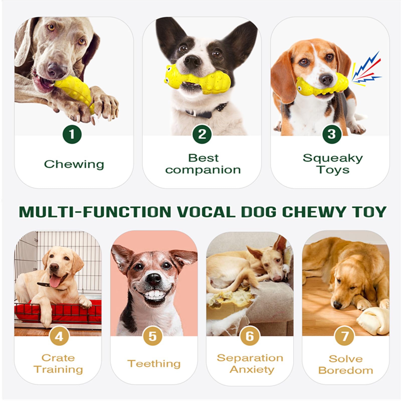 Indestructible Squeaky Dog Chew Toys For Aggressive Chewers, Food Grade Material Dog Chew Toys, Tough Durable Dog Toys Medium — image 4