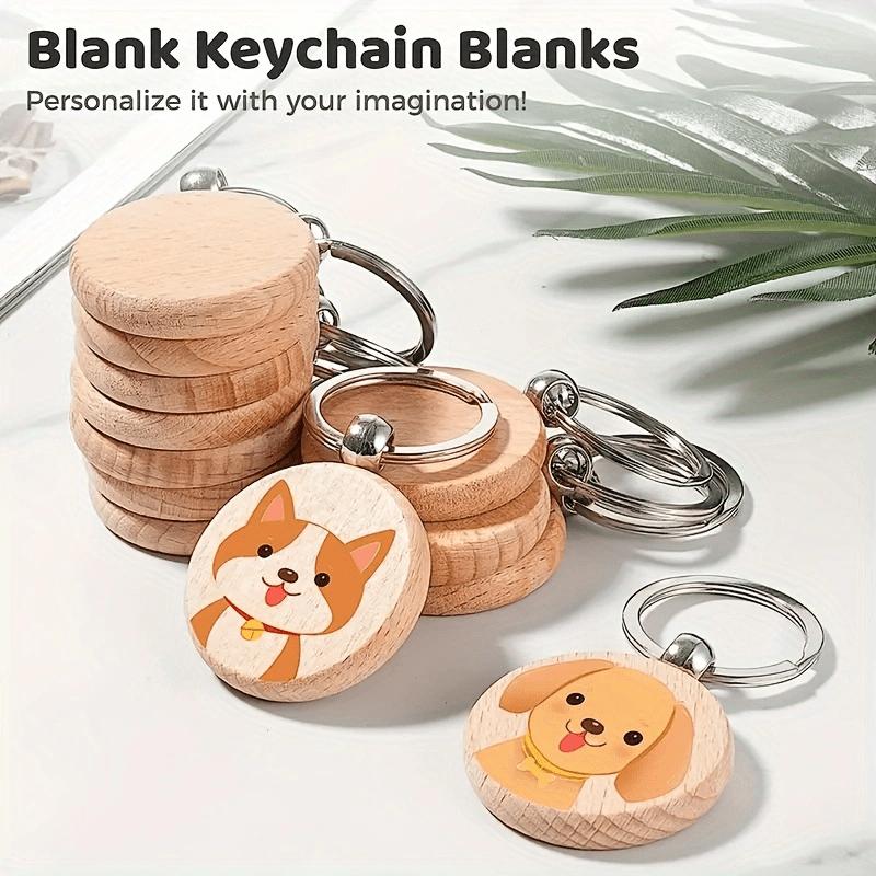 Set de 30 Llaveros de Madera - Llaveros Redondos de Madera Artesanales, Ideales para Manualidades, Sets Personalizables para Hacer Llaveros, Llaves de Auto, Etiquetas para Mochila, Accesorios para Mascotas y Decoraciones Navideñas — imagen 7
