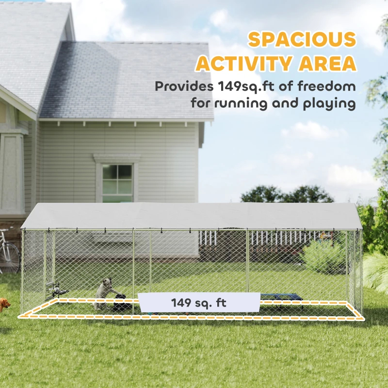 Dog Kennel Outdoor Dog Run Waterproof UV-Resist Cover Lockable Door Adjustable Bowls 20 X 7.5 X 6.5ft, Multiple Packages — imagen 2