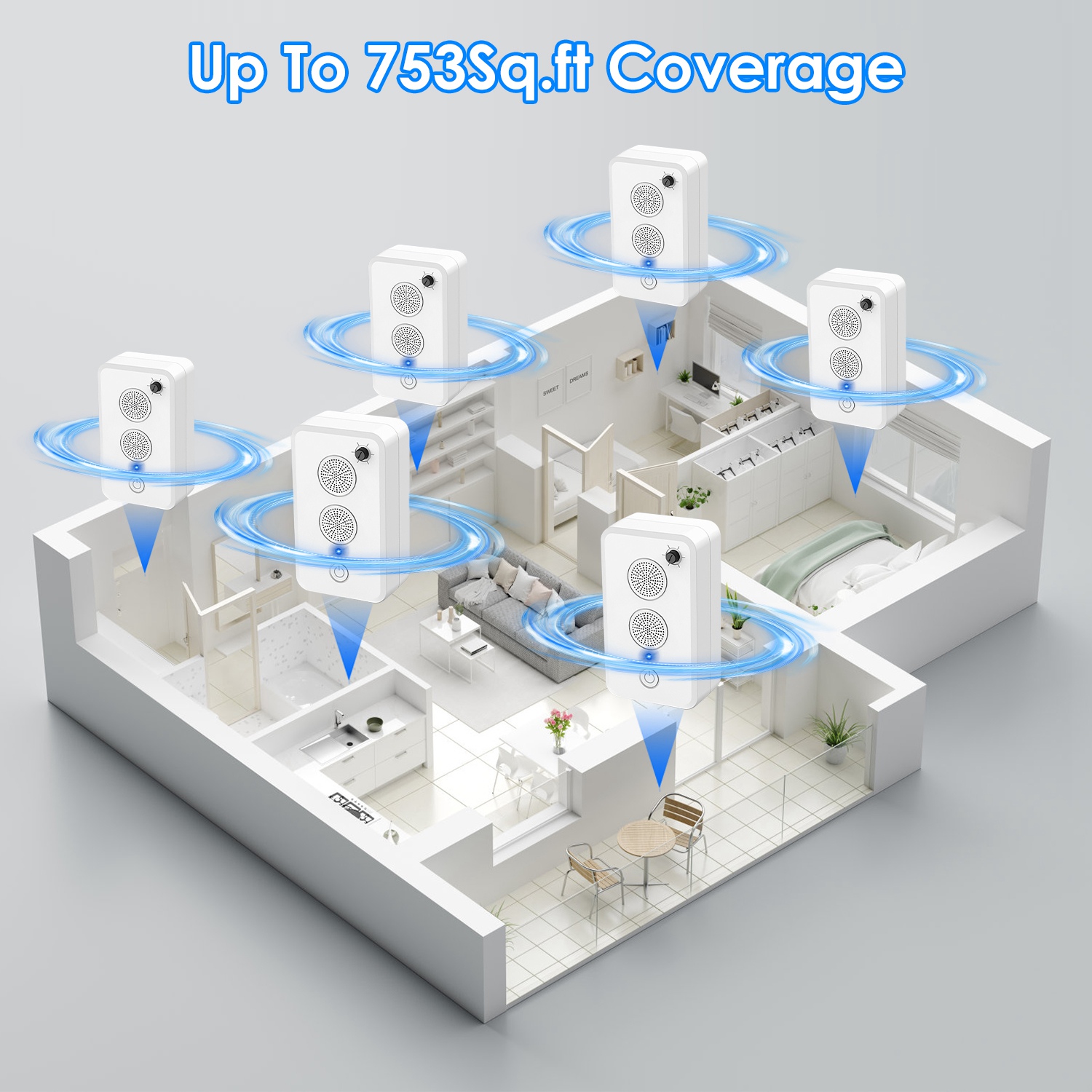 2 o 4 repelentes ultrasónicos recargables para murciélagos, dispositivo disuasivo para interior y exterior contra aves y ratones, con 6 niveles ajustables, para ático, porche y casa — imagen 9