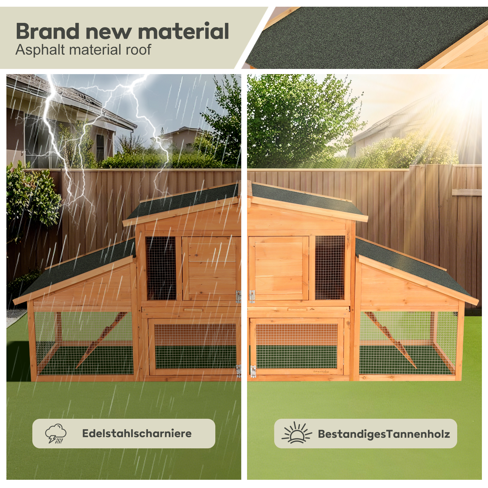 Extra-large Wooden Rabbit House, Chicken Coop, Outdoor Unit That Can Be Easily Assembled And Stable, Indoor With Cleaning Tray And Waterproof Roof, Suitable For Small And Medium-sized Rabbits And Chic — image 5
