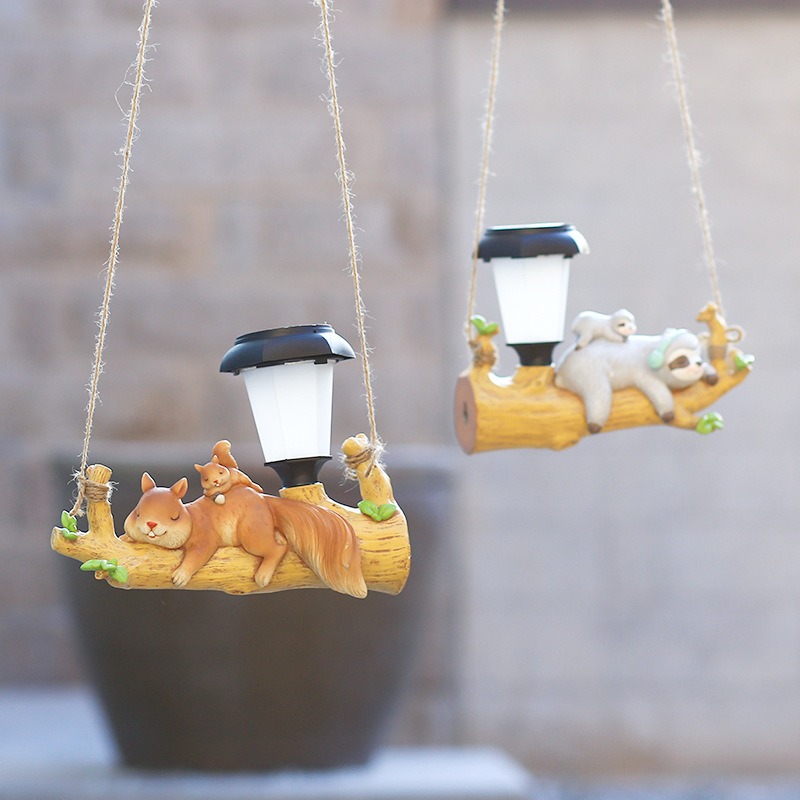 Outdoor solar night light garden squirrel sloth pendant — image 4