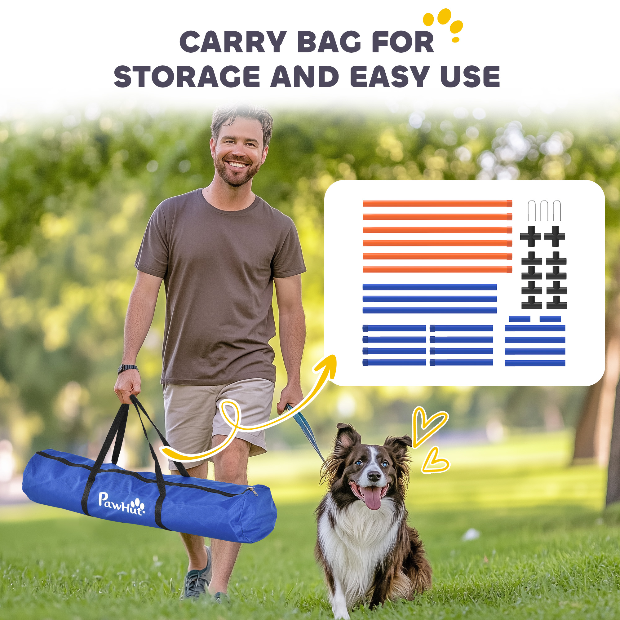 Equipo de Entrenamiento de Agilidad Canina con Varillas Ajustables para Curso de Agilidad con Bolsa Portátil — imagen 3