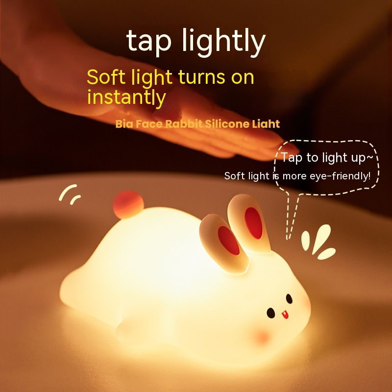 Lámpara de Noche LED con Sensor Táctil y Cara Grande de Conejo de Silicona, Regalo Navideño para Niños — imagen 13