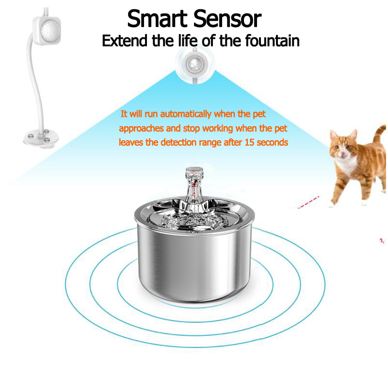 Stainless Steel Cat Water Dispenser Automatic Over-Circulation Flow Pet Smart Water Dispenser Cat And Dog Filter Drinking Bowl — image 4