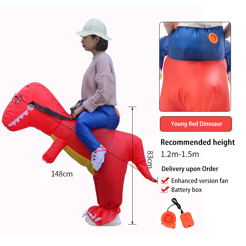Ropa Inflable de T-Rex para Niños con Dinosauro 3D, Color Rojo, Para Adultos que Montan — imagen 15