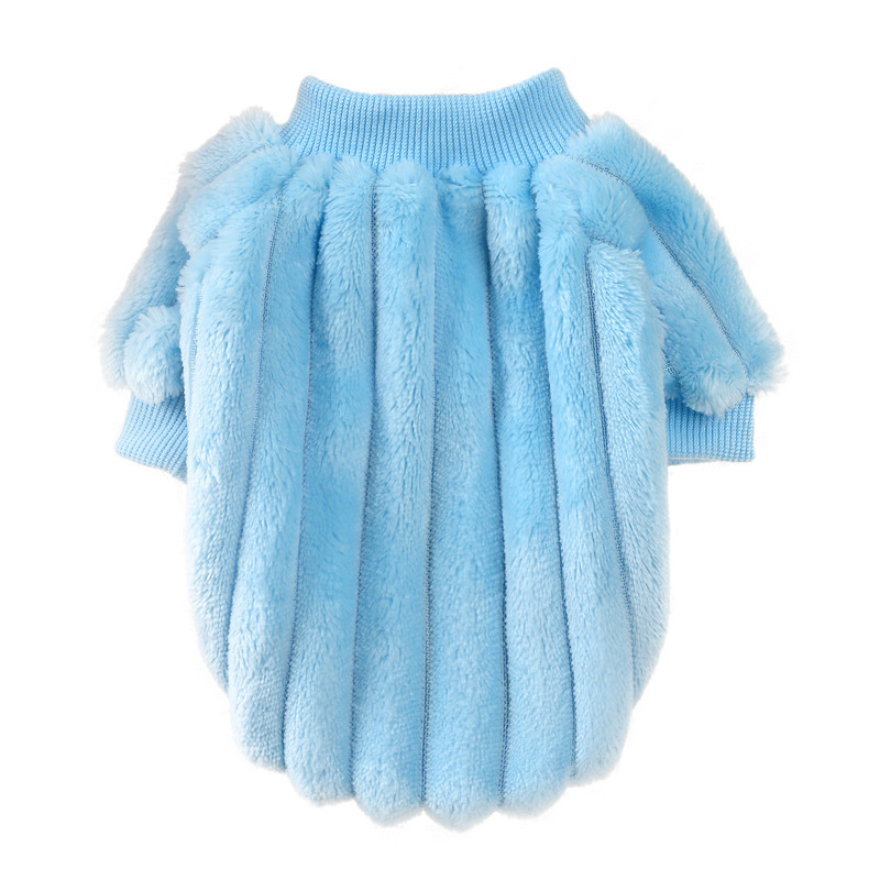 Vertical Striped Single-Sided Plush Coat Pet Clothes Dog Teddy Clothing Cat Autumn Bichon Small Dog Cat Autumn And Winter Clothing — image 3