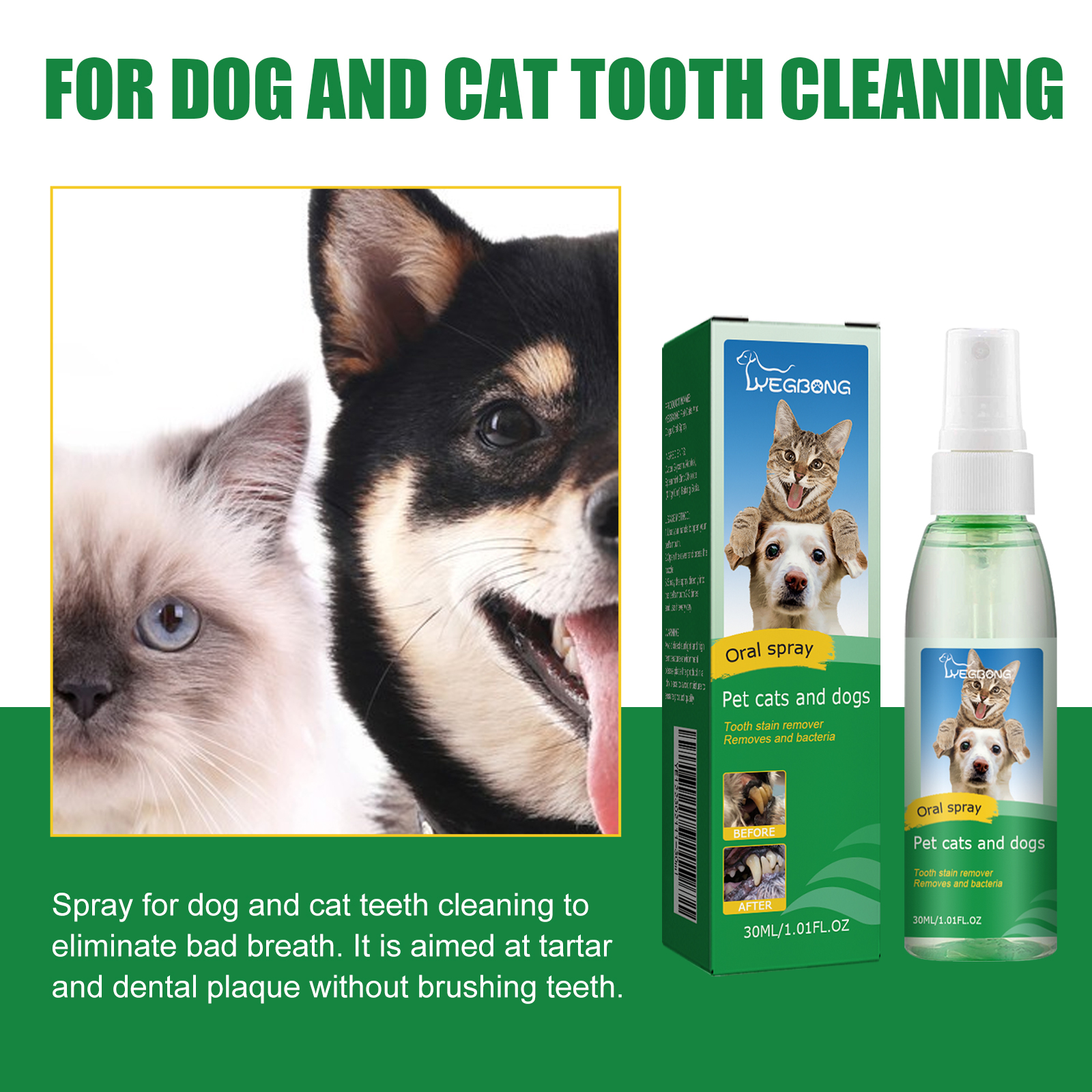 Yegbong Pet Tooth Deodorizer Spray, Cats And Dogs Universal Mouth Cleaning Breath Freshening Spray — image 7