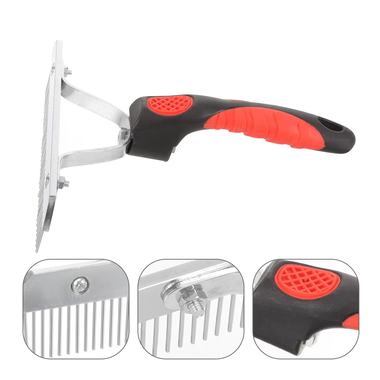 Horse Hair Cleaning Comb Heavy Duty Metal Grooming Rake Ergonomic Design Rubber Handle for Horse Cow Large Animal Grooming — image 1