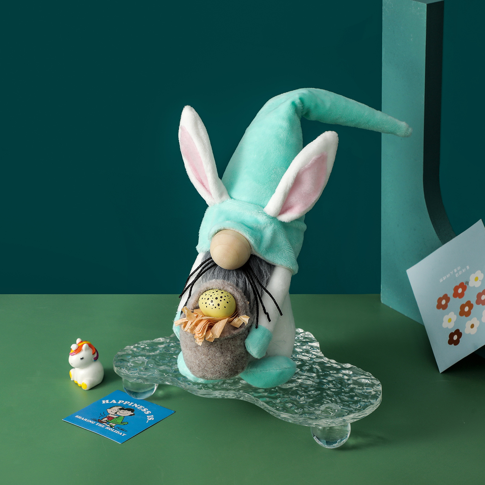 Conejito de Pascua con Huevo de Pascua Figura de Muñeca sin Rostro Gnomo Enano Decoración de Festival — imagen 4