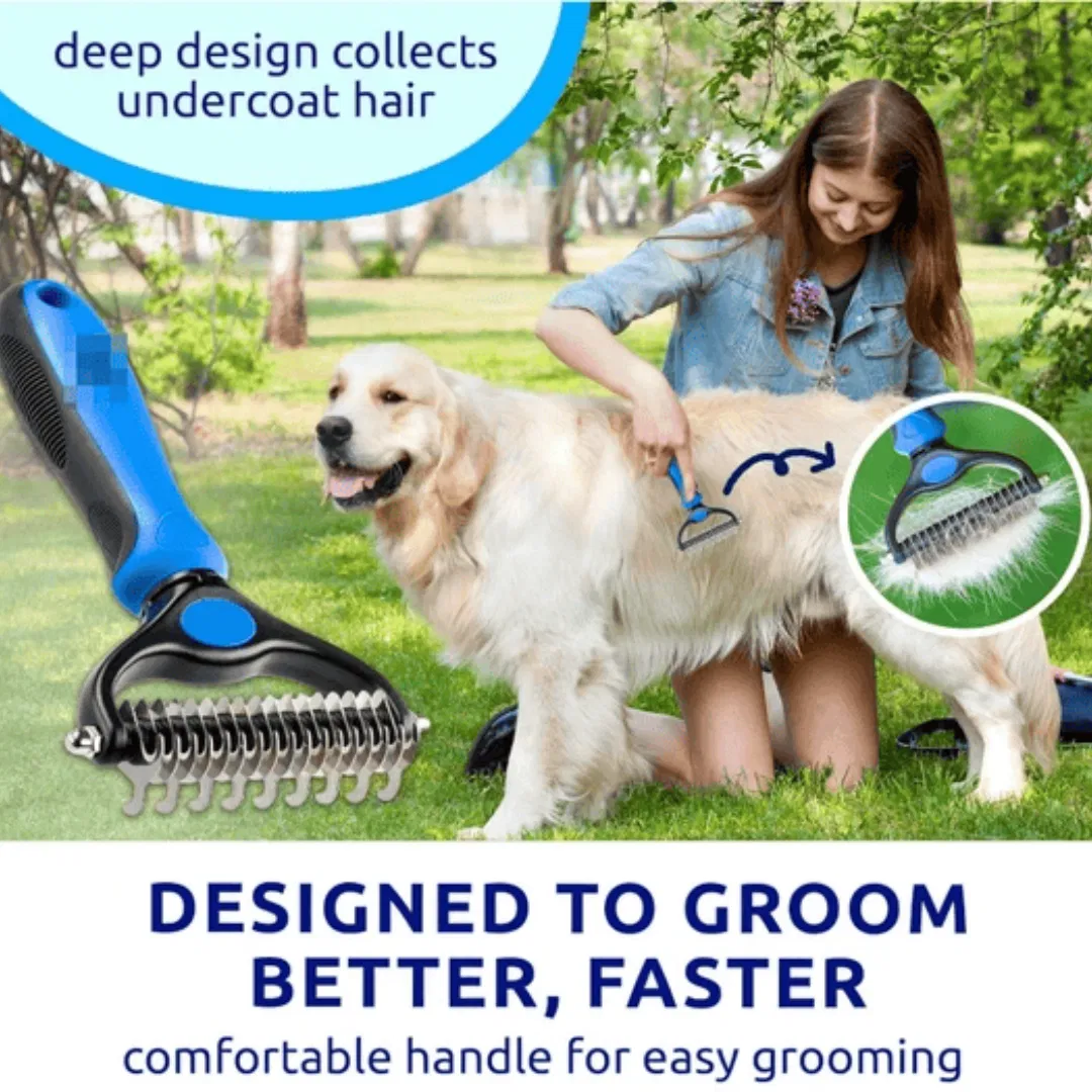 Blue pat your pet hair removal dog brush for hair removal - indoor cats use cat brush, long and short haired dogs use double-sided cat brush for hair removal and beauty tools, skin friendly — image 2
